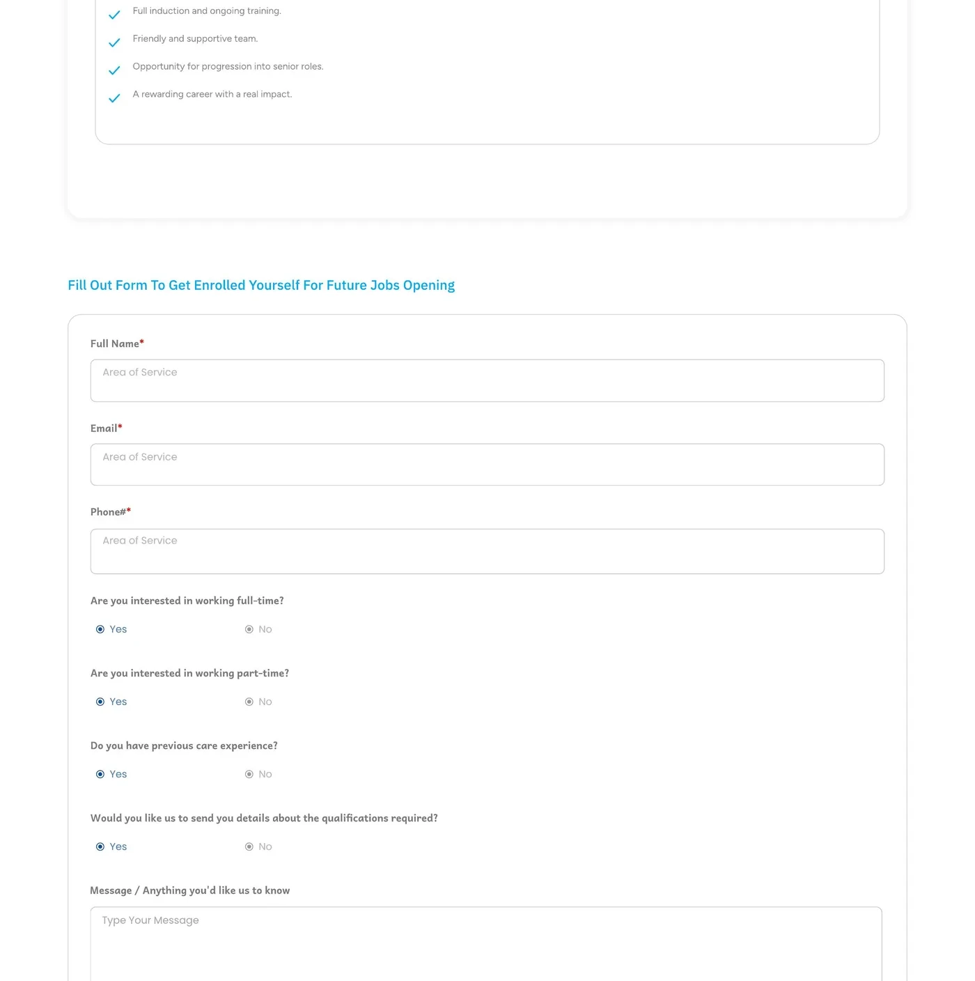 Job Detail · Carer — Part 3 of 4