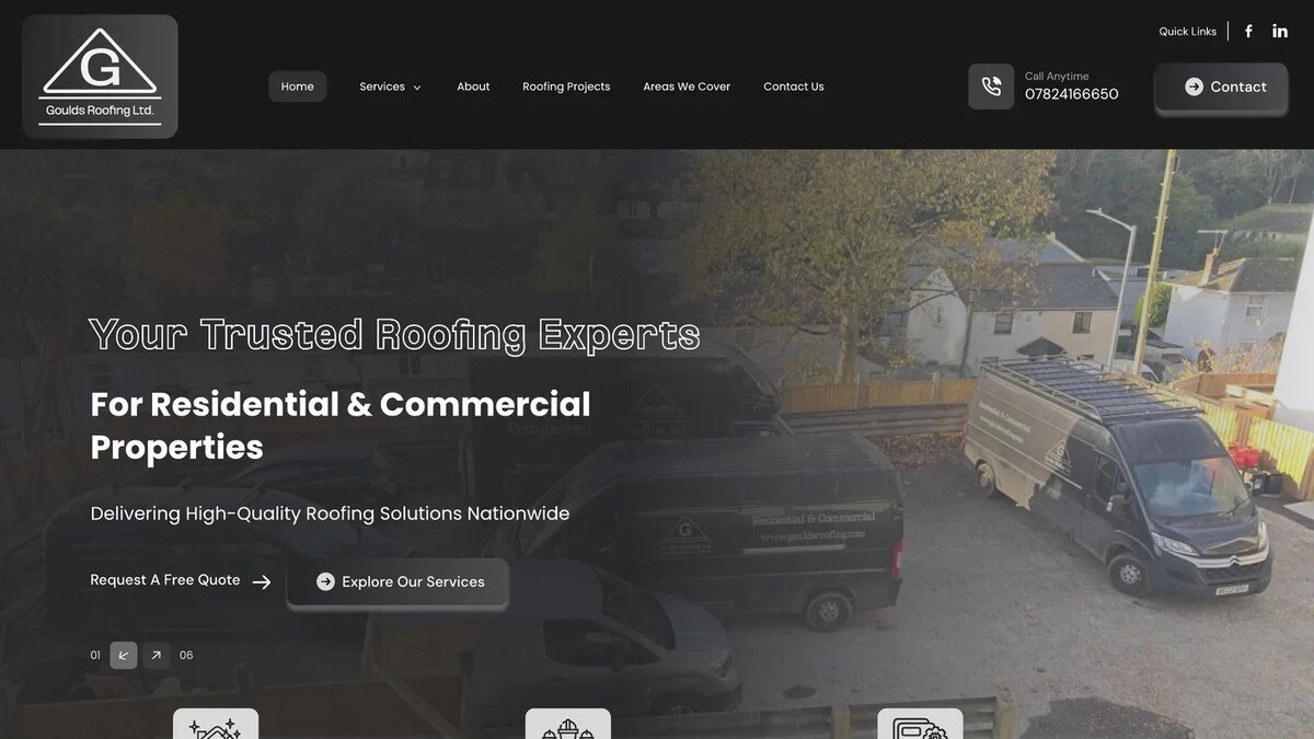 Goulds Roofing website developed by Eigenum Systems