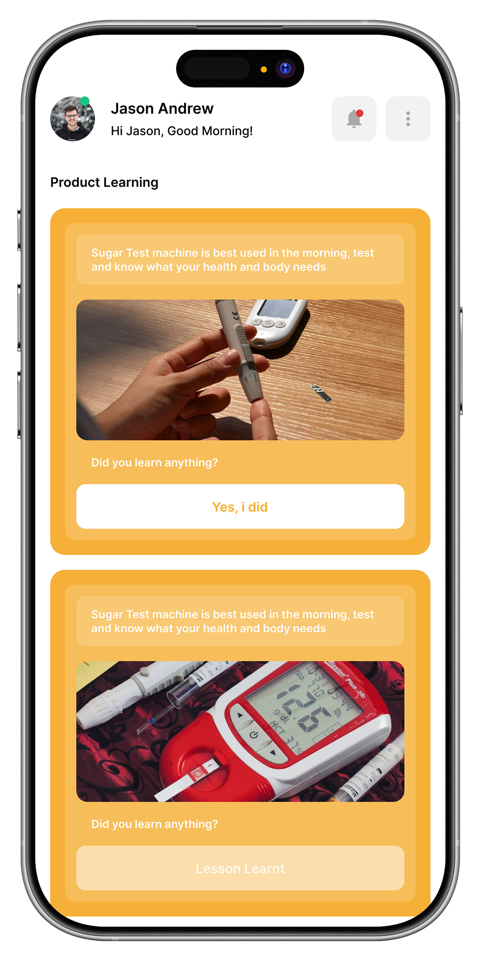 Heroic Diabetes product learning screen