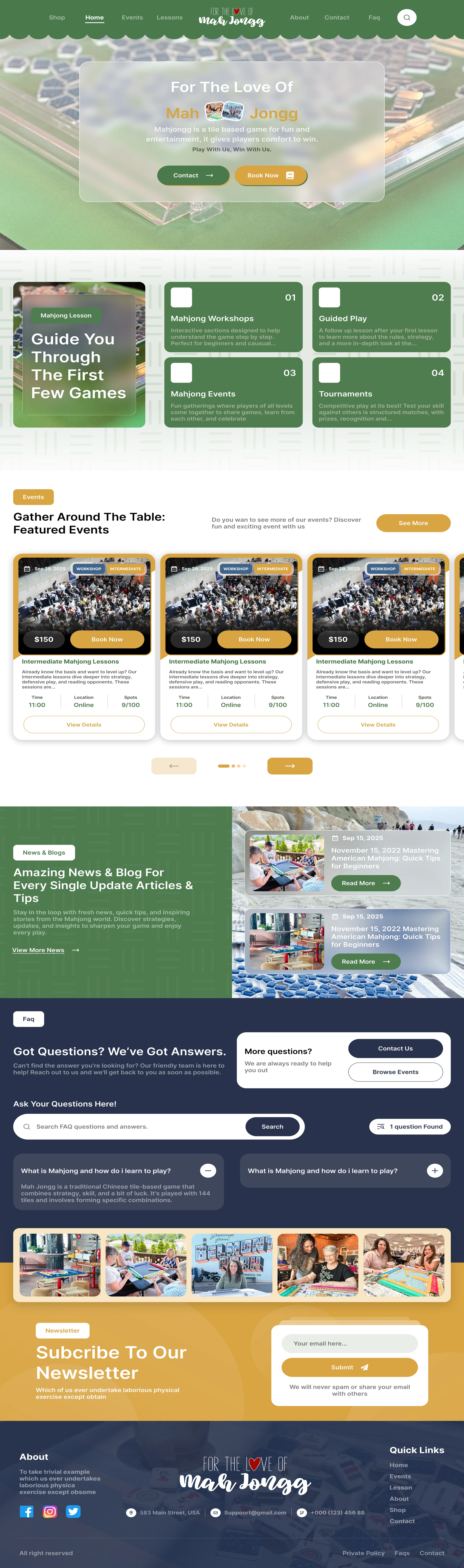 For The Love Of Mah Jongg homepage design