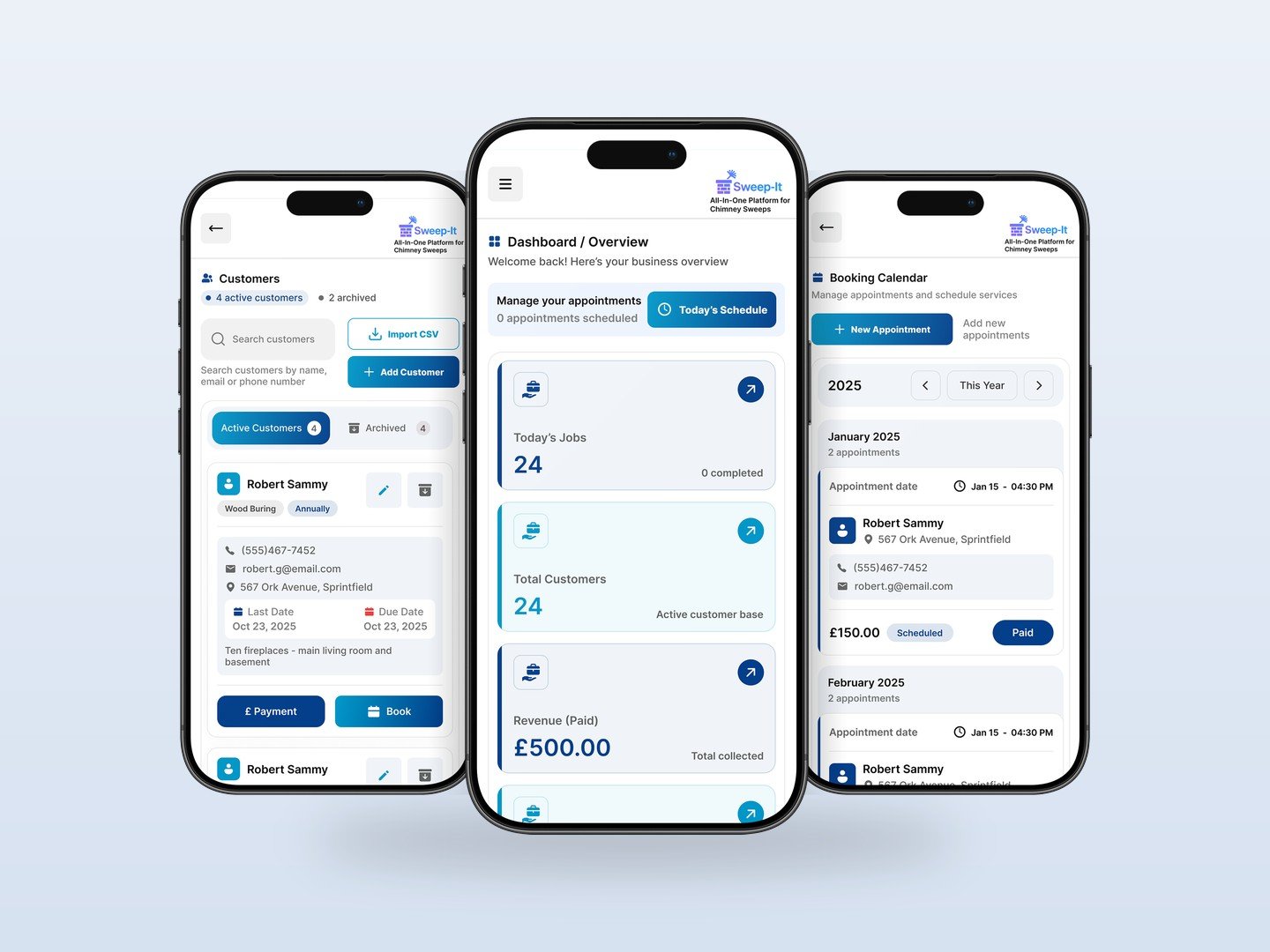 Sweep-It chimney sweep business app by Eigenum Systems